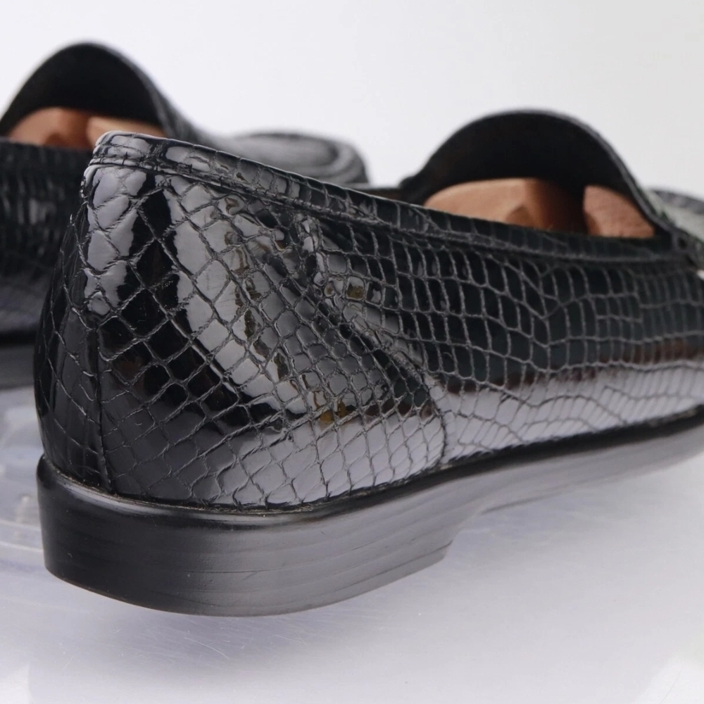 SAS Black Croc-Embossed Leather Loafers - Picture 3 of 7